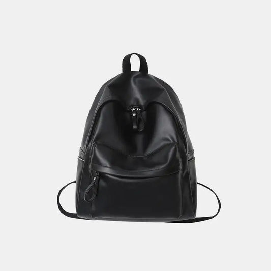 PU Leather Zip Backpack Bag - CM Fashion