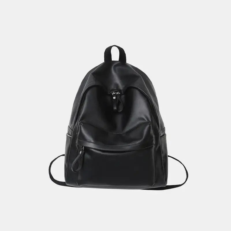 Sleek Black Leather Zip Backpack Bag with Original Tags