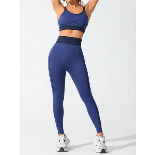 Scoop Neck Cami and High Waist Leggings Active Set - Dark Blue / S - CynthiaMonica CM