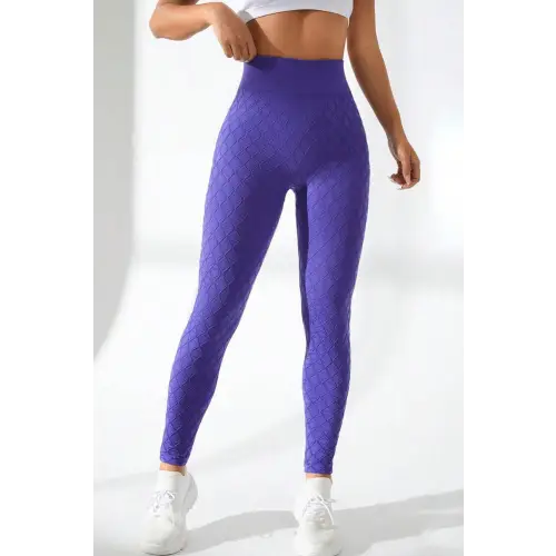 Blue Purple High Waist Active Leggings Stretch Comfort