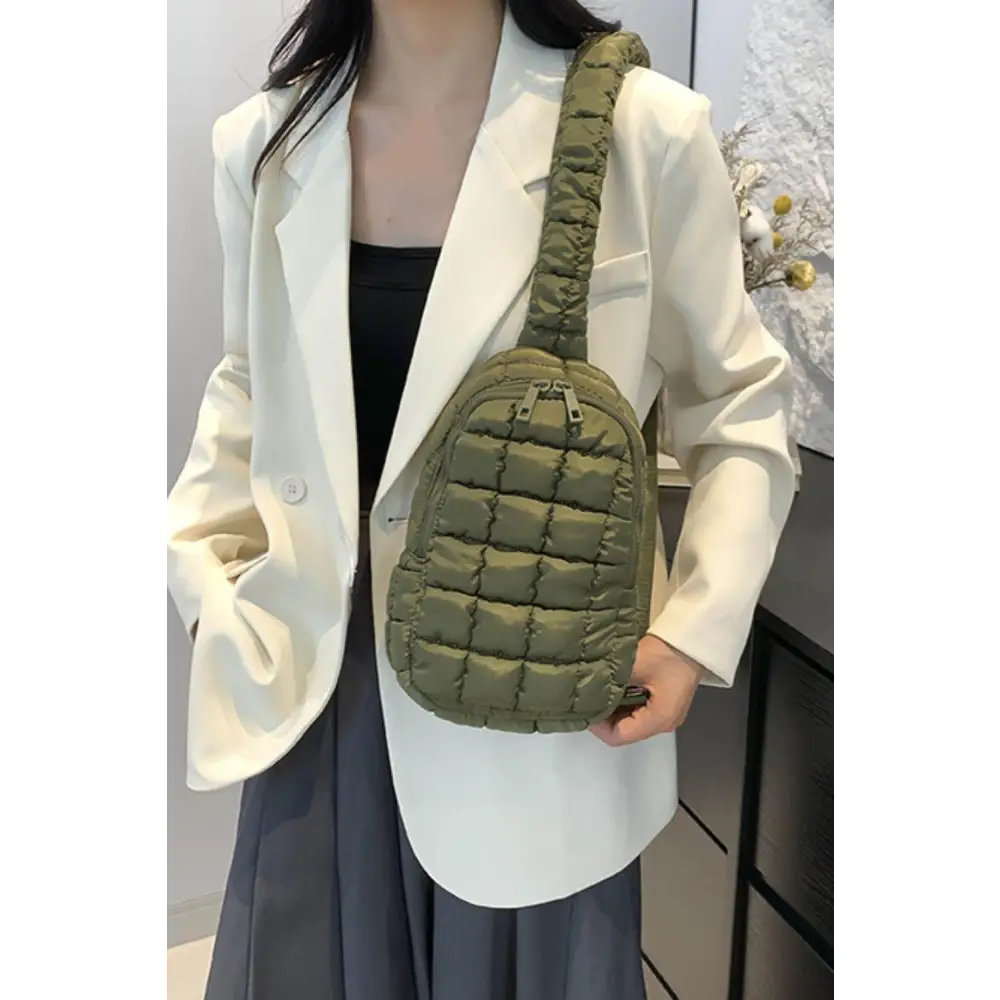 Quilted Nylon Crossbody  Bag