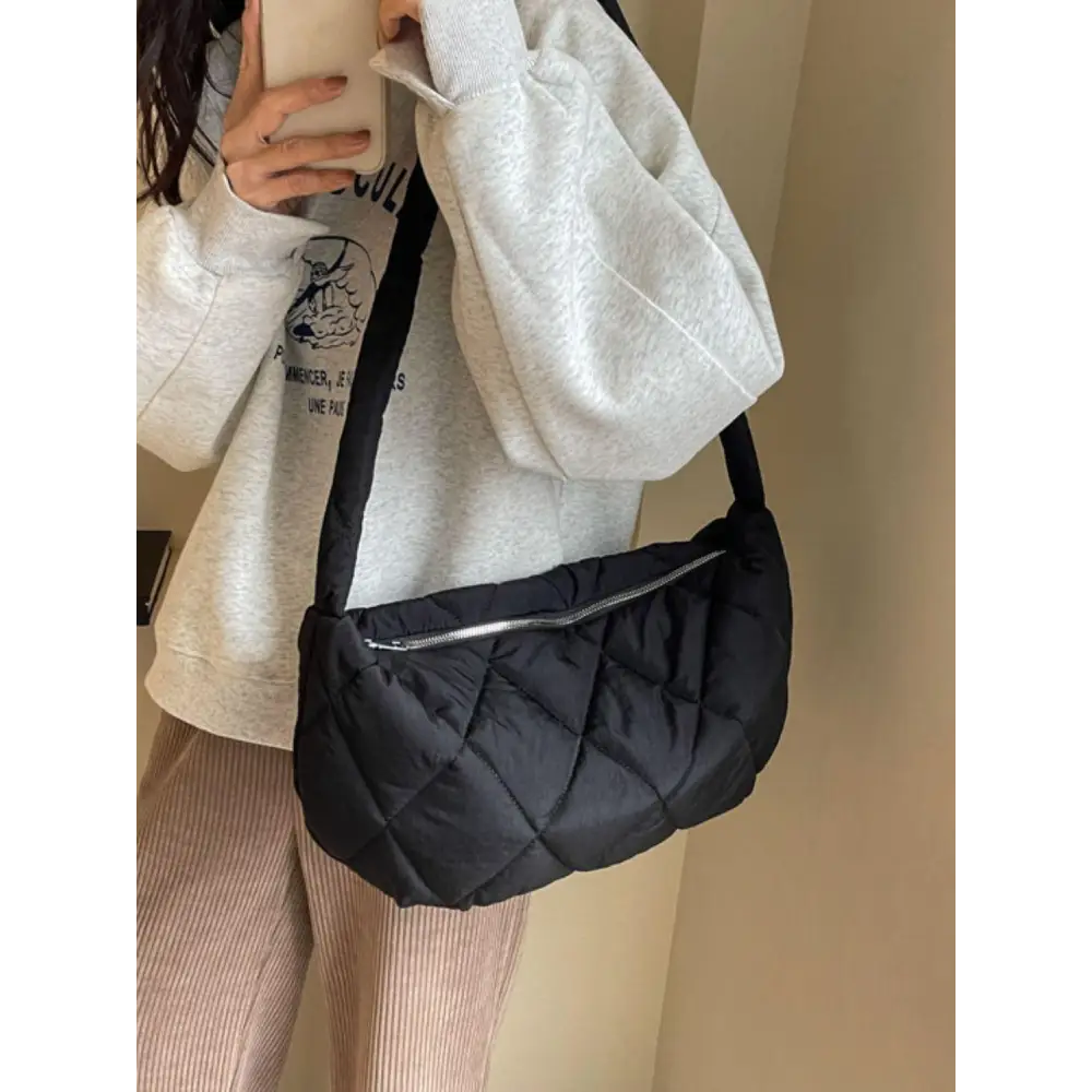 Quilted Polyester Crossbody Bag