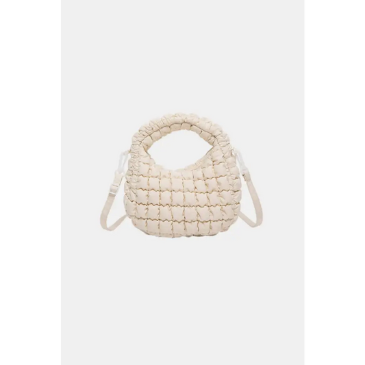 Quilted Puffy Removable Strap Crossbody Bag - CM Fashion