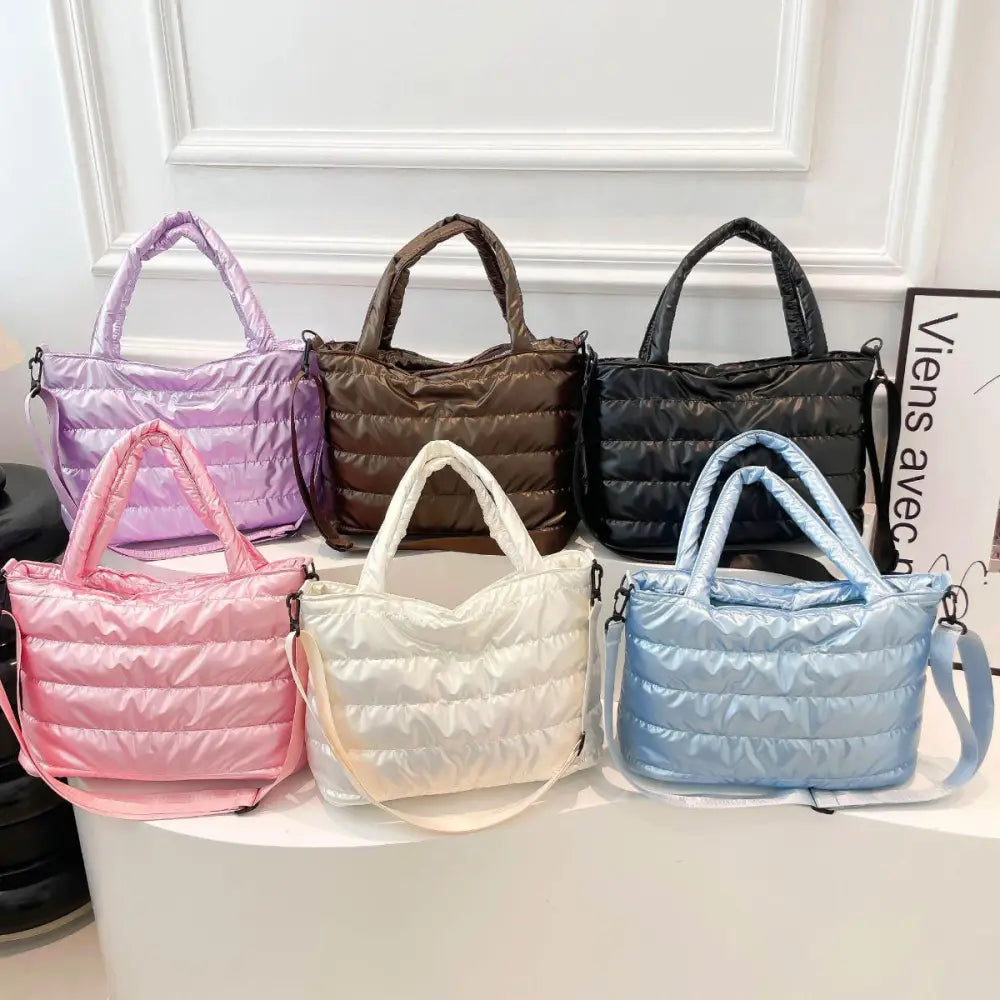 Quilted Tote Bags with Stylish Leather Detachable Strap Crossbody Options