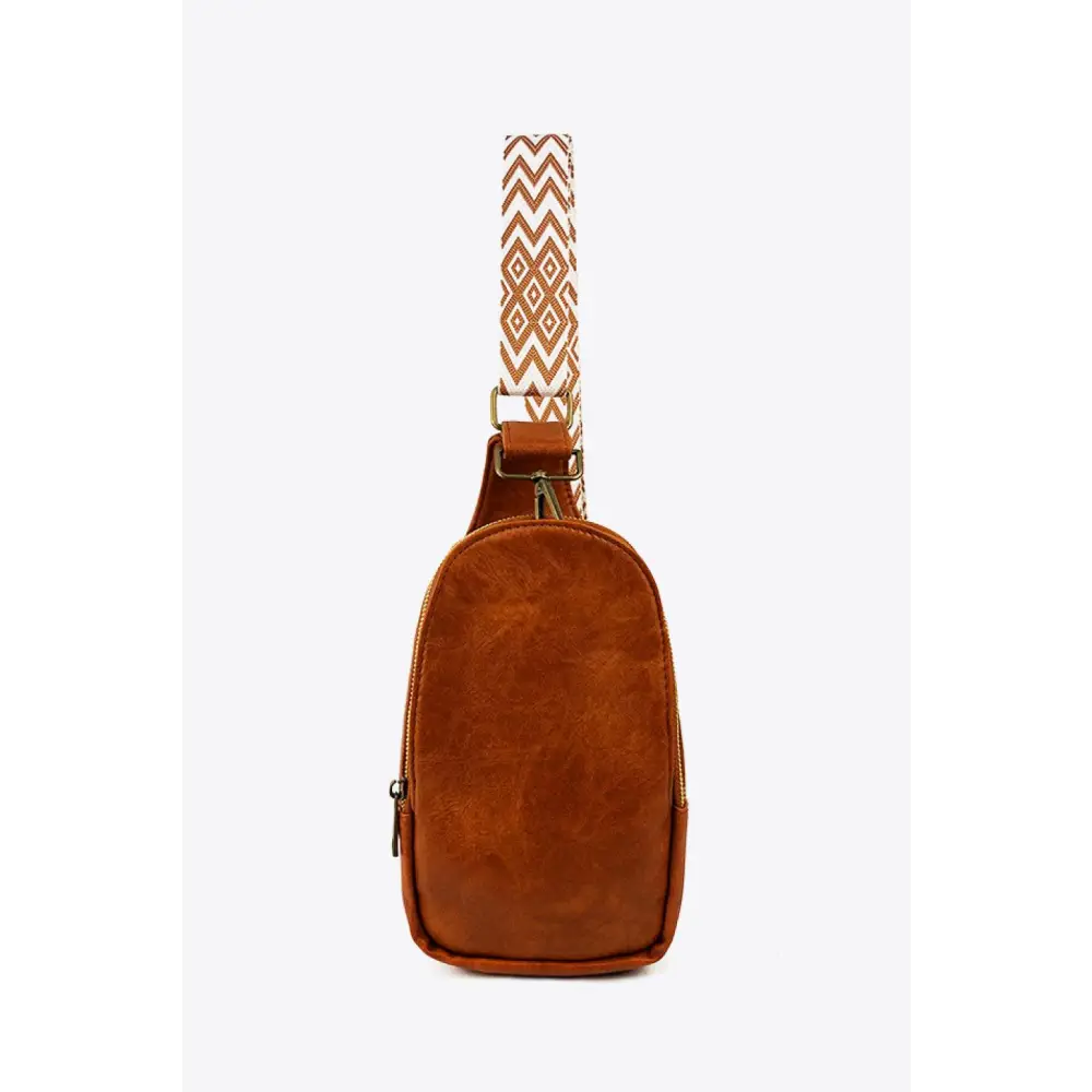 Vibrant Mustard Leather Sling Bag with Random Pattern Adjustable Strap