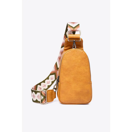 Random Pattern Adjustable Strap PU Leather Sling Bag - CM Fashion