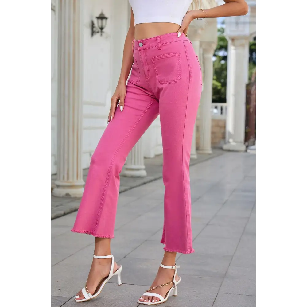 Trendy Raw Hem High Waist Bootcut Jeans for Effortless Style