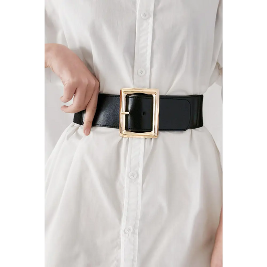 Rectangle Buckle Elastic Wide Belt - CM Fashion