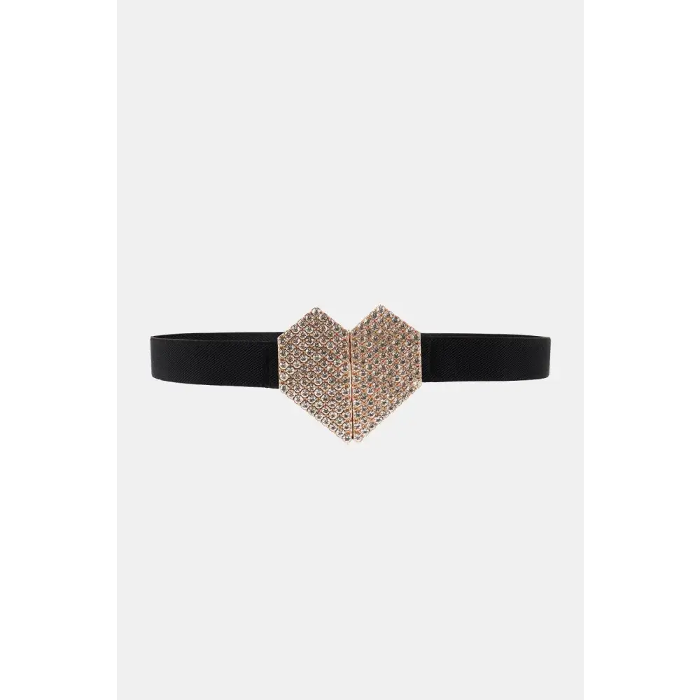 Rhinestone Heart Buckle Elastic Belt