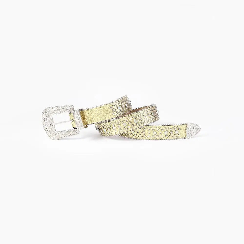 Rhinestone PU Leather Belt