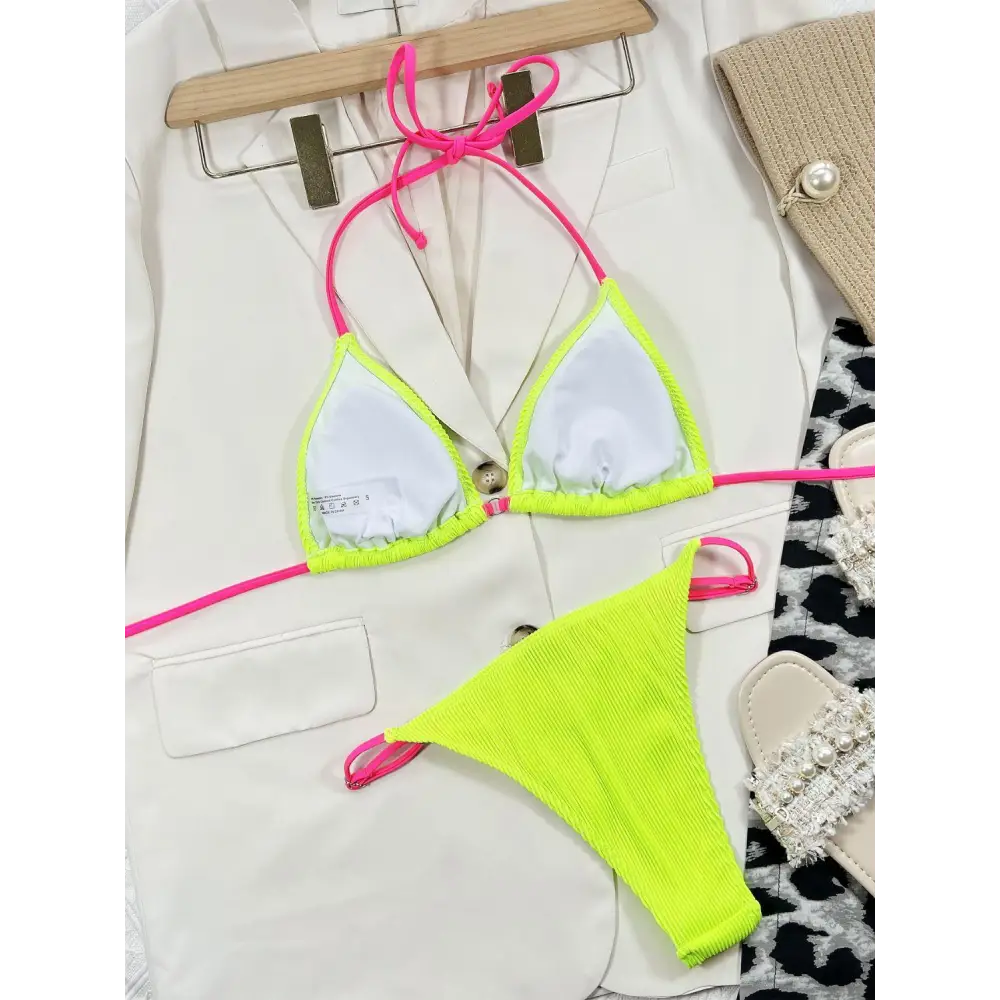 Sizzling Ribbed Tie Back Bikini Set for Summer Beach Vibes