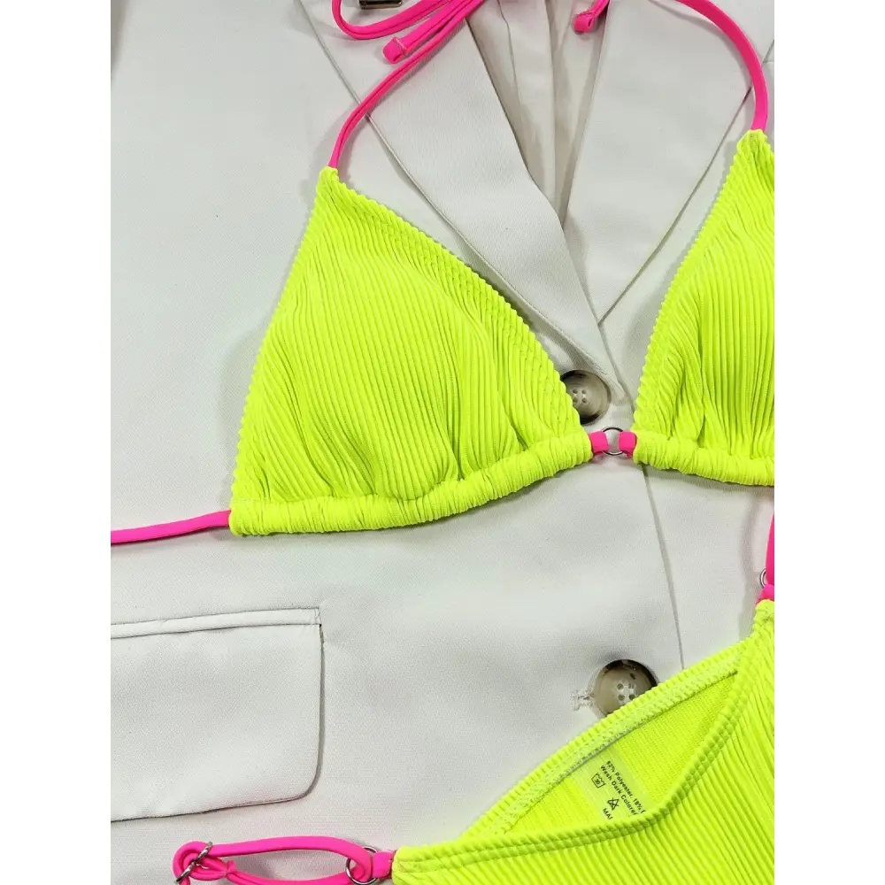 Sizzling Ribbed Tie Back Bikini Set for Summer Beach Vibes