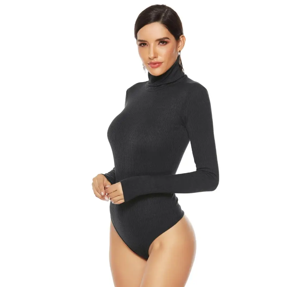 Ribbed Turtleneck Long Sleeve Bodysuit