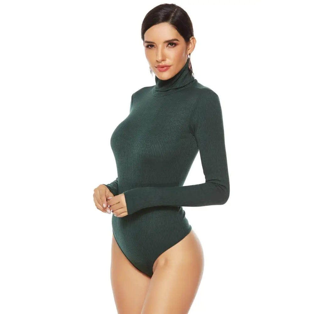 Ribbed Turtleneck Long Sleeve Bodysuit