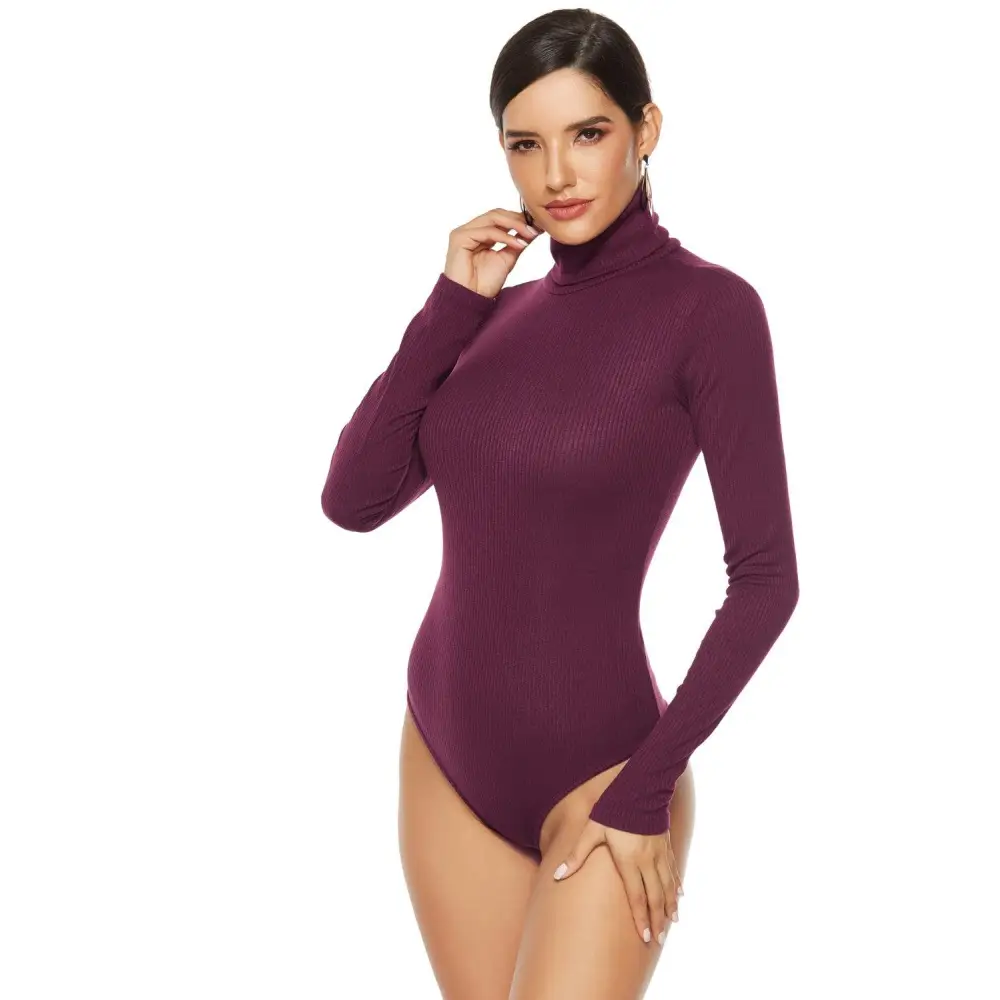 Ribbed Turtleneck Long Sleeve Bodysuit