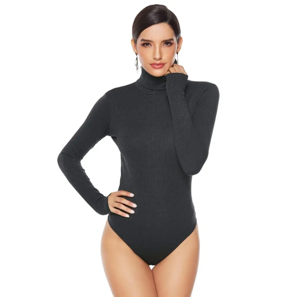 Ribbed Turtleneck Long Sleeve Bodysuit