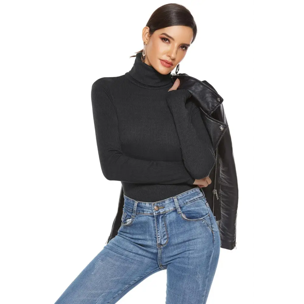 Ribbed Turtleneck Long Sleeve Bodysuit