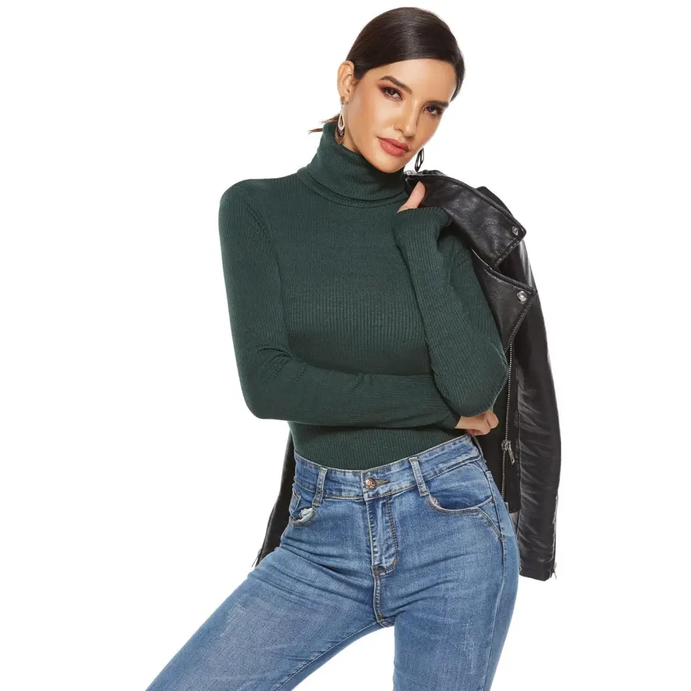 Ribbed Turtleneck Long Sleeve Bodysuit