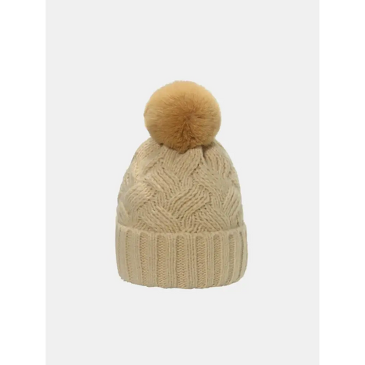 Roll Rim Cable-Knit Hat - CM Fashion