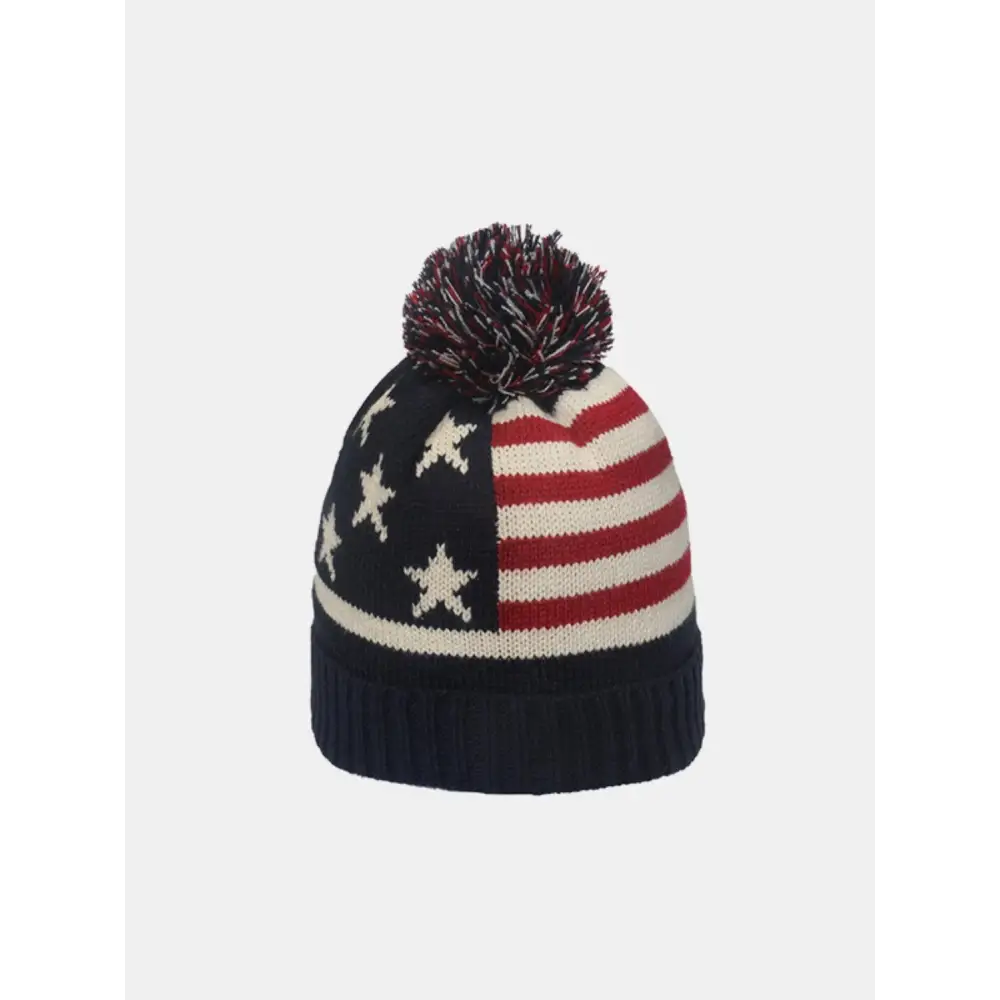 Patriotic Roll Rim Flag Knit Hat with Original Tags