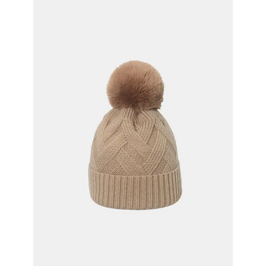 Roll Rim Hat with Pompom - CM Fashion