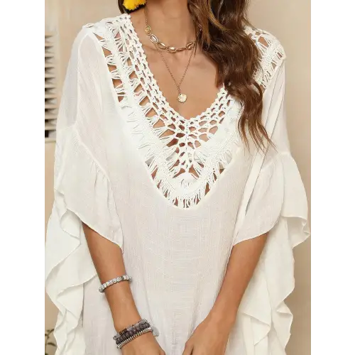 Romantic Ruffled Half Sleeve Cover-Up for Beach Bliss