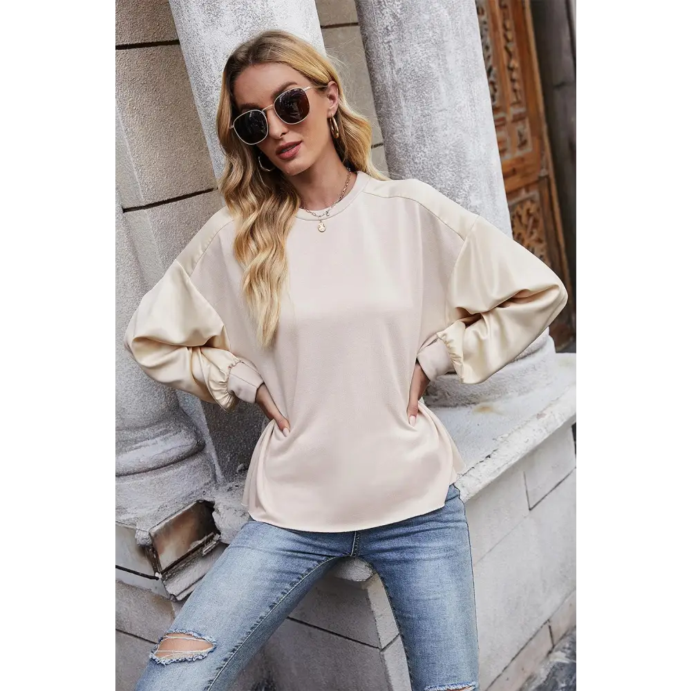 Round Neck Dropped Shoulder Sweatshirt