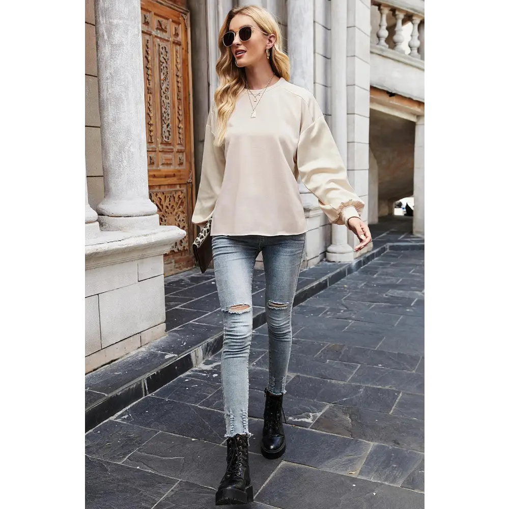 Round Neck Dropped Shoulder Sweatshirt