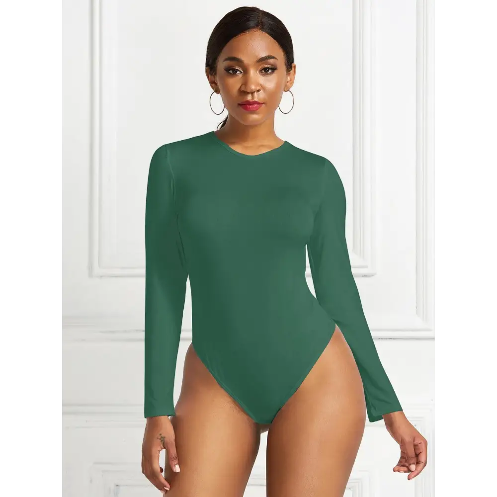 Romantic Round Neck Long Sleeve Bodysuit with Original Tags