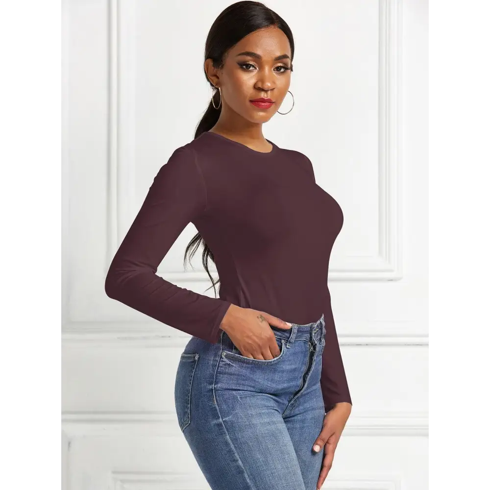 Romantic Round Neck Long Sleeve Bodysuit with Original Tags