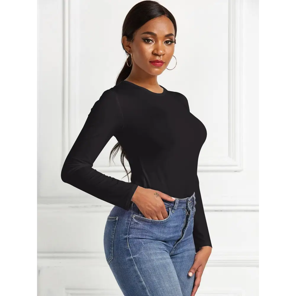 Round Neck Long Sleeve Bodysuit