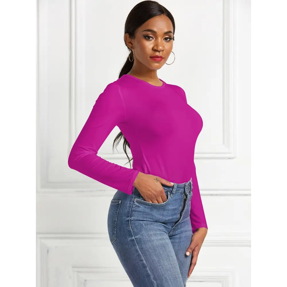 Romantic Round Neck Long Sleeve Bodysuit with Original Tags