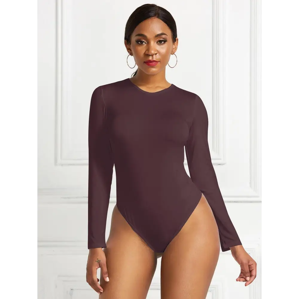 Romantic Round Neck Long Sleeve Bodysuit with Original Tags