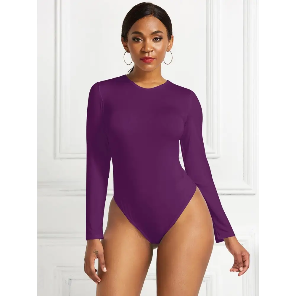 Romantic Round Neck Long Sleeve Bodysuit with Original Tags