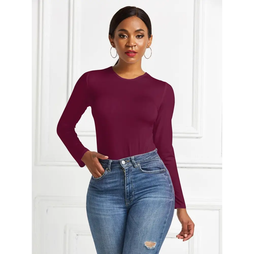 Romantic Round Neck Long Sleeve Bodysuit with Original Tags