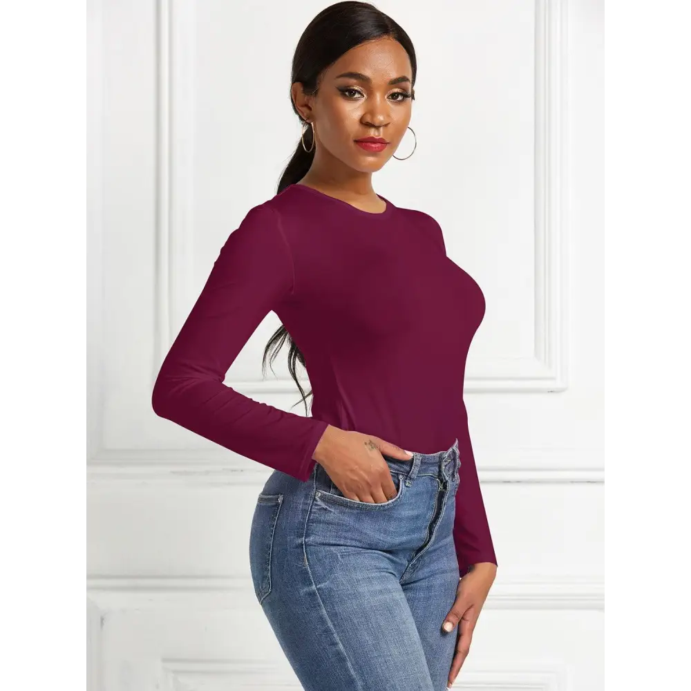 Romantic Round Neck Long Sleeve Bodysuit with Original Tags