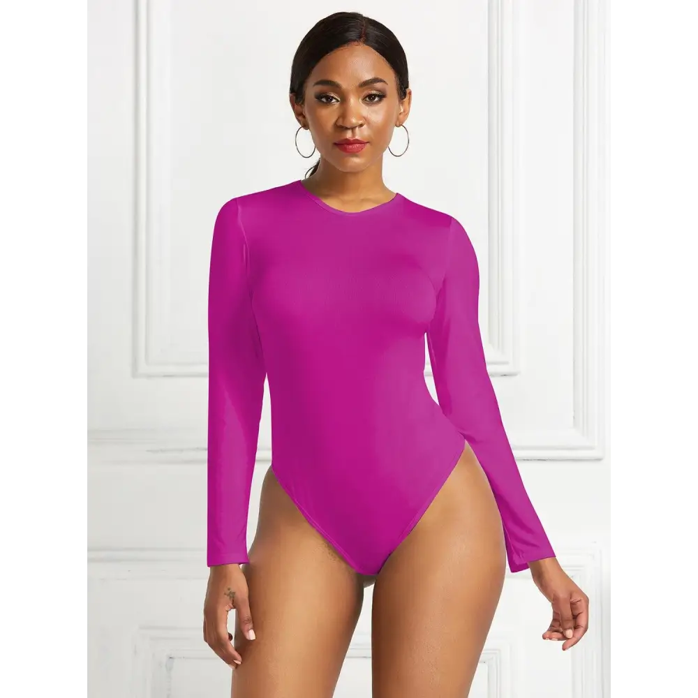 Romantic Round Neck Long Sleeve Bodysuit with Original Tags