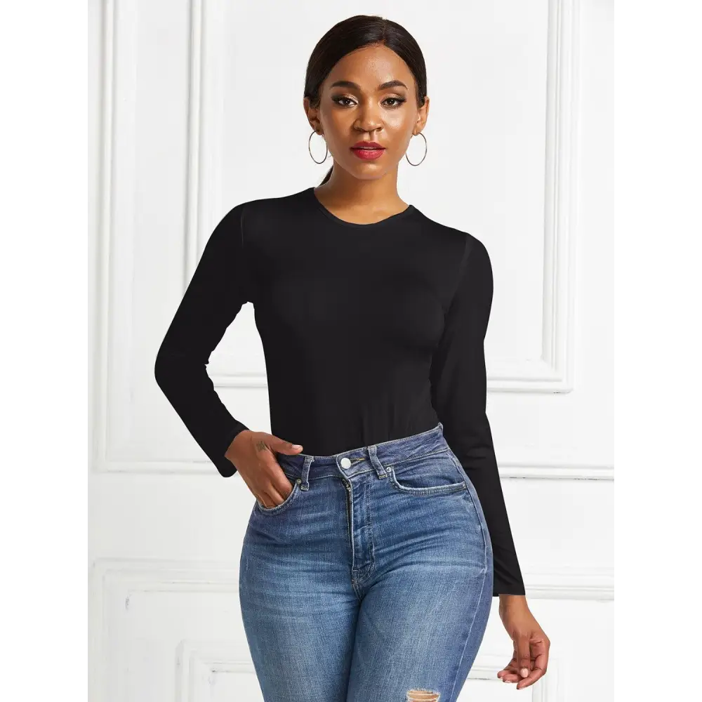 Round Neck Long Sleeve Bodysuit