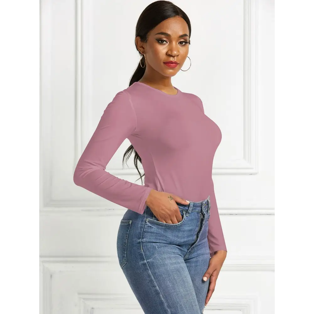 Romantic Round Neck Long Sleeve Bodysuit with Original Tags