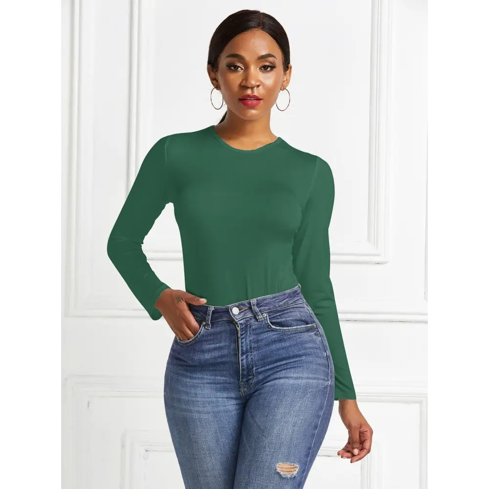 Romantic Round Neck Long Sleeve Bodysuit with Original Tags