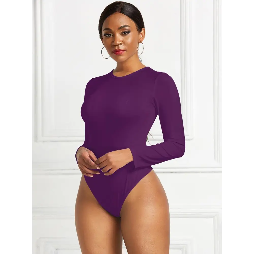 Romantic Round Neck Long Sleeve Bodysuit with Original Tags