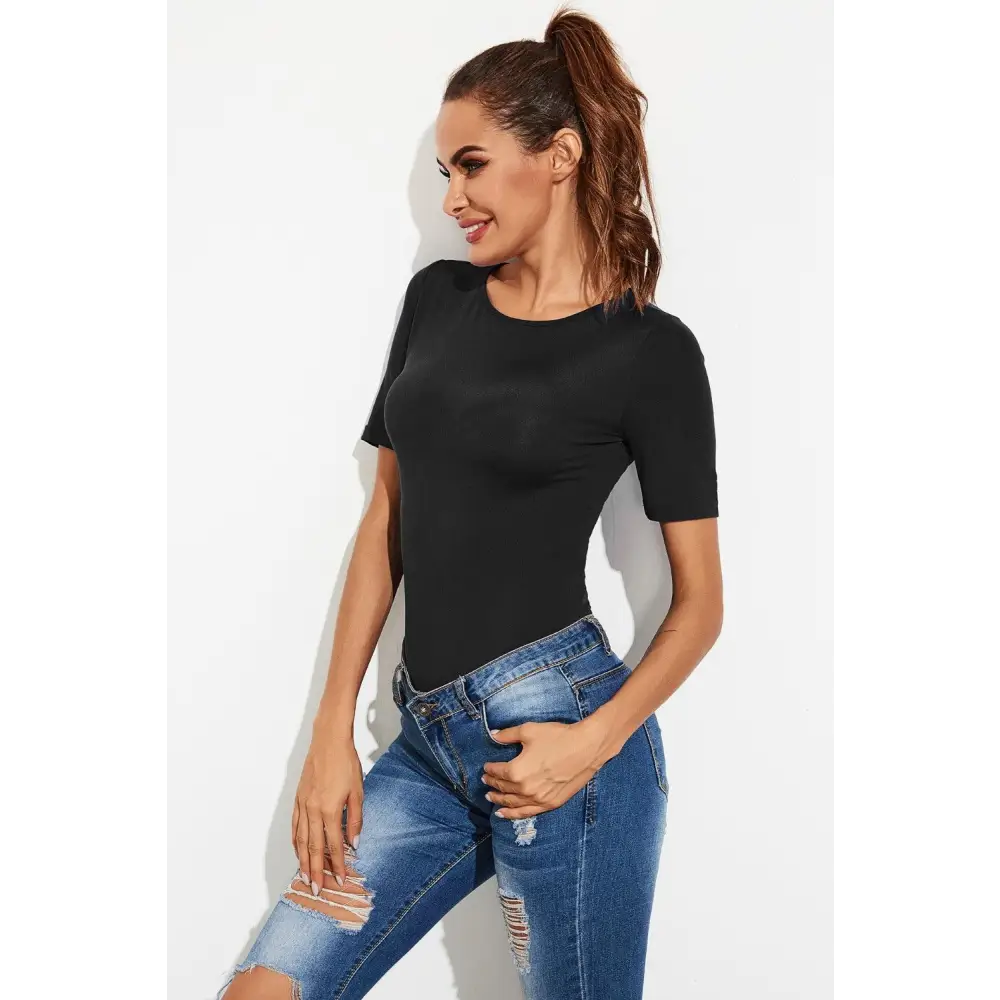 Round Neck Short Sleeve Bodysuit