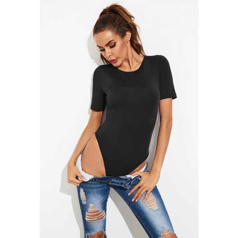 Round Neck Short Sleeve Bodysuit