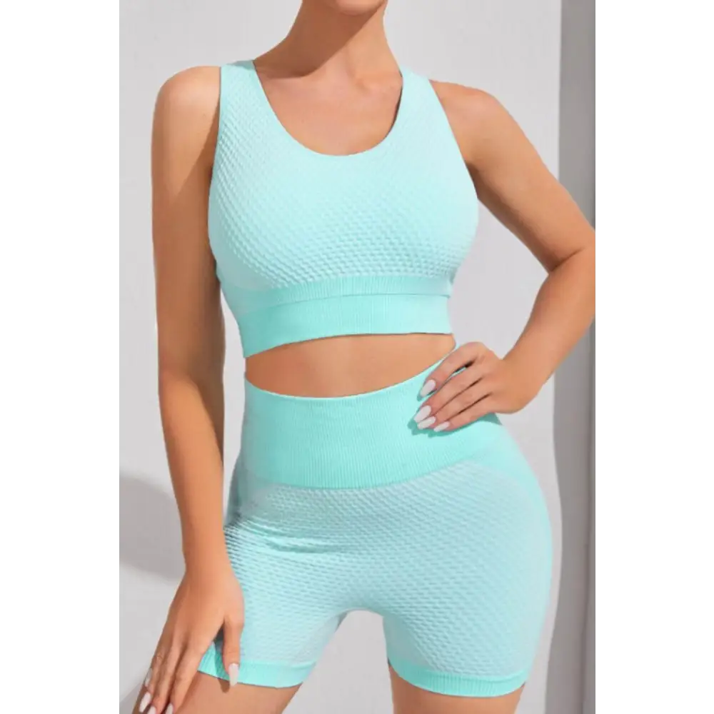 Round Neck Sports Bra and Shorts Set