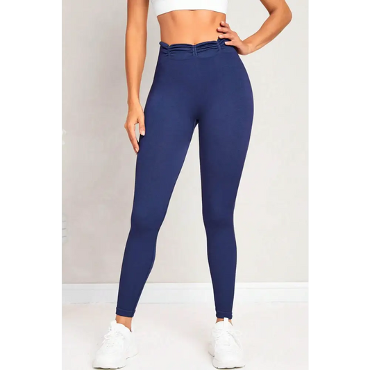 Ruched High Waist Active Leggings - Dark Blue / S - CynthiaMonica CM