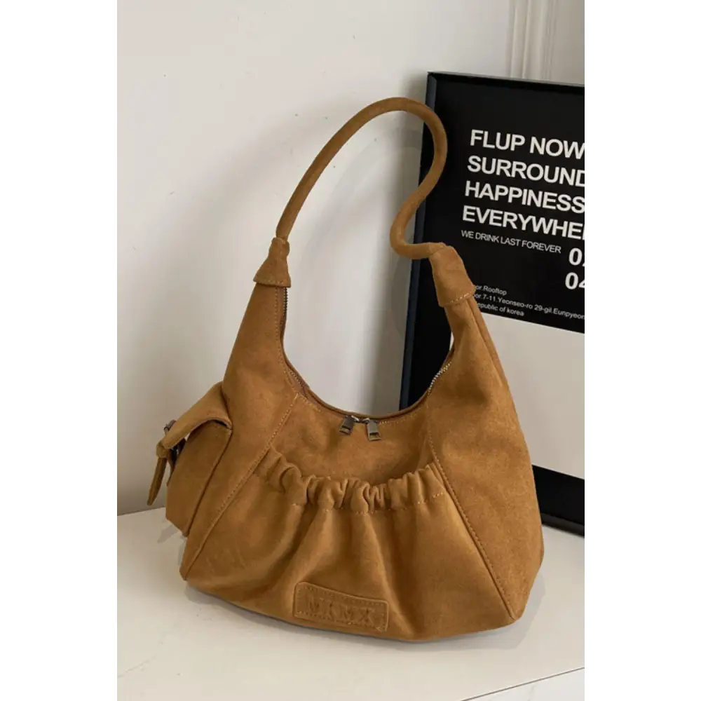 Luxurious Ruched Suede Handbag Dawnlight Original Tags Included