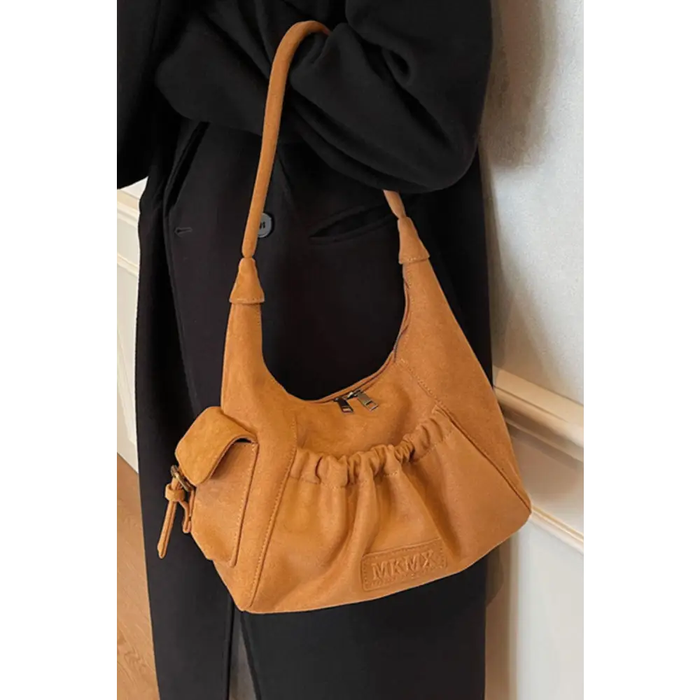 Luxurious Ruched Suede Handbag Dawnlight Original Tags Included