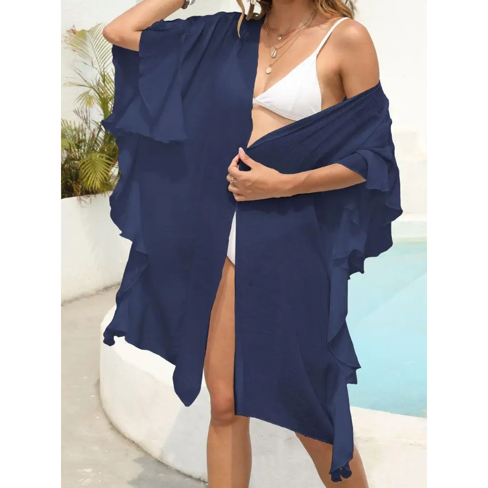 Flowy Ruffled Open Front Swimsuit Cover-Up for Beach Glamour