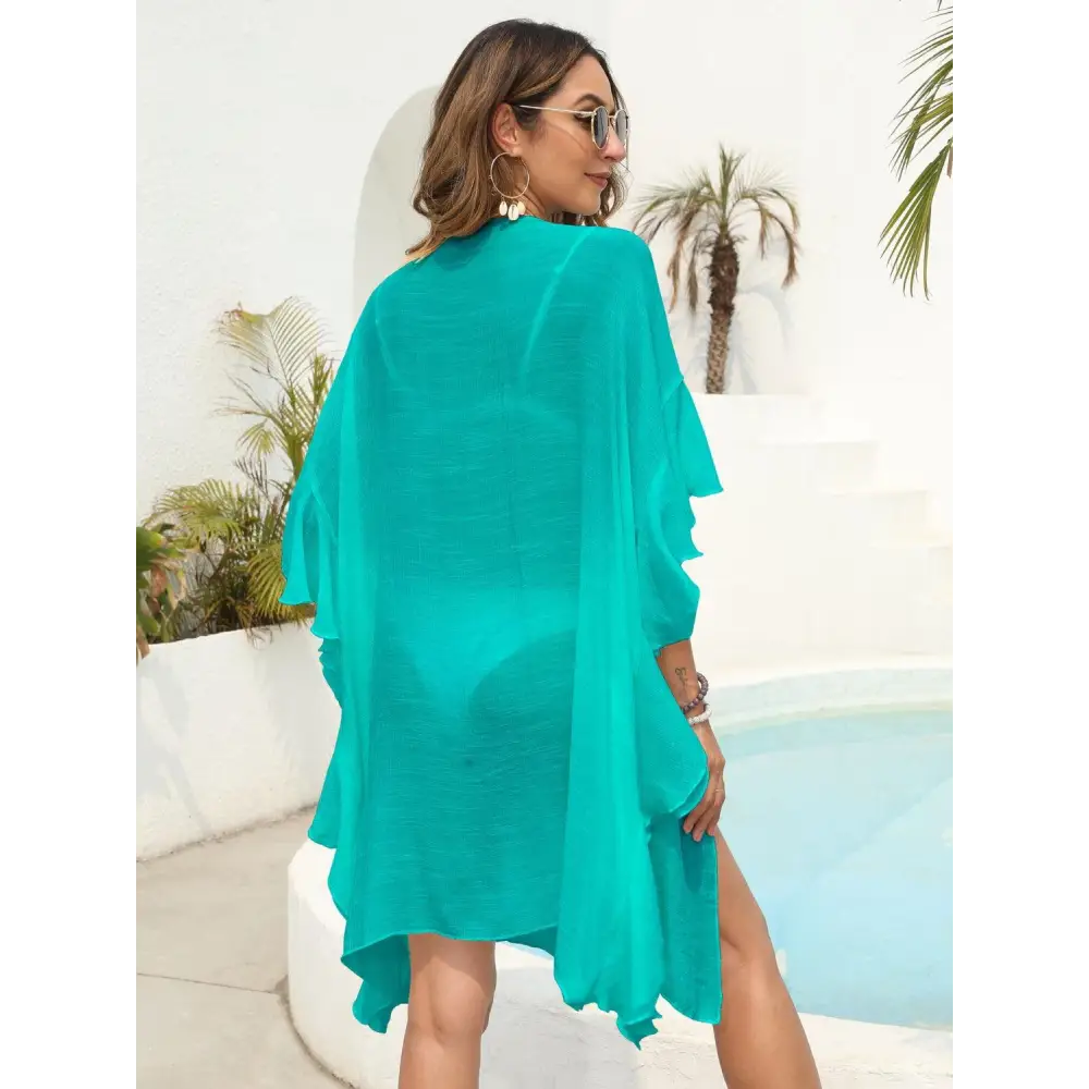 Flowy Ruffled Open Front Swimsuit Cover-Up for Beach Glamour