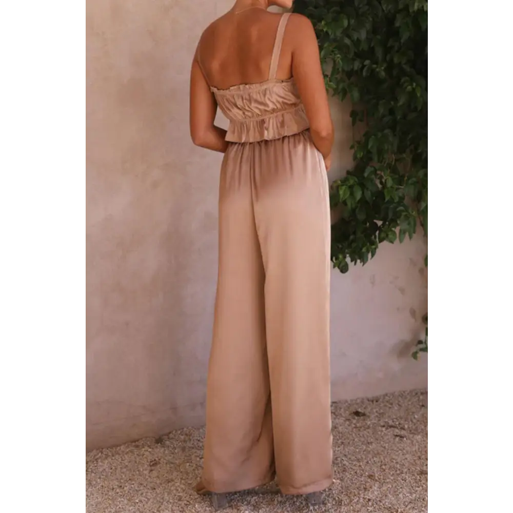 Elegant Mendura Ruffled Sleeveless Top & Wide Leg Pants Set